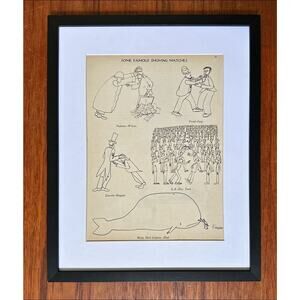 Framed 1983 Magazine Cartoon Clipping Frazier Famous Shoving Matches